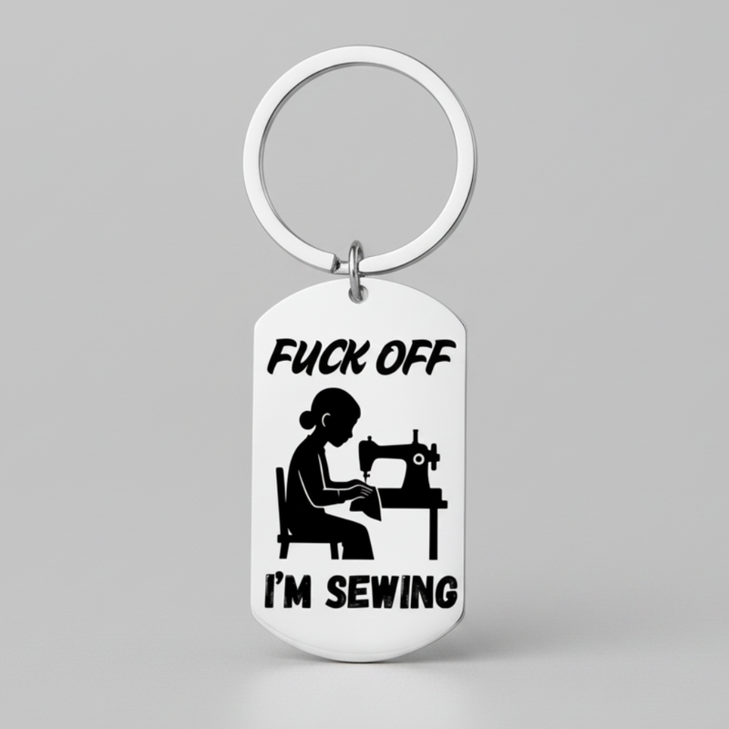 F*** Off I'm Sewing Keyring | Funny Personalised Sewing Gift UK First Glass Designs