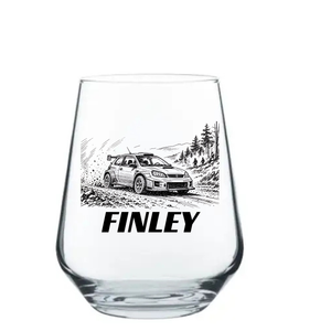 Personalised Rally Car Glass | Custom Printed Motorsport Gift UK First Glass Designs