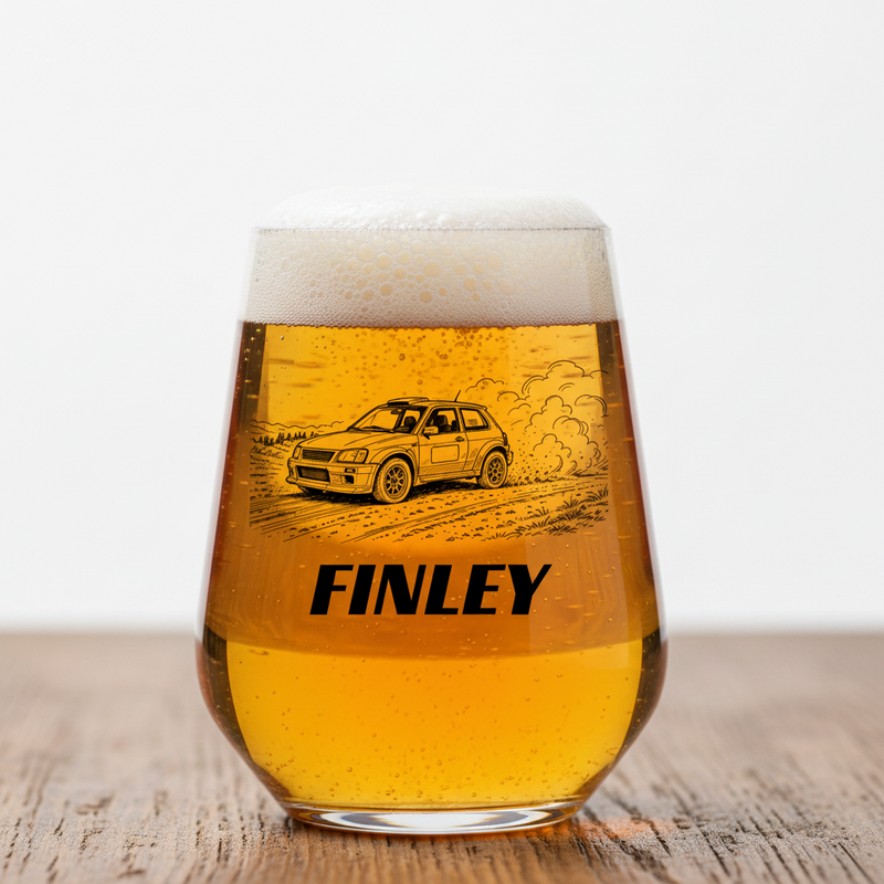 Personalised Rally Car Glass | Custom Printed Motorsport Gift UK First Glass Designs