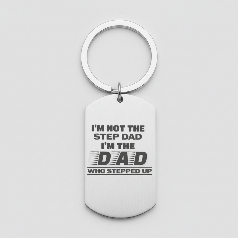 Personalised Keyring for Step Dad | Keychain For Stepdad | Small Gift For Dad | Laser Engraved | Fathers Day or Birthday Gift First Glass Designs