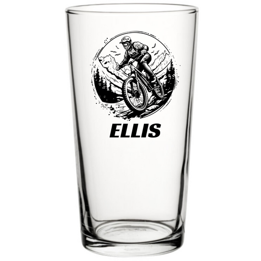 Mountain Biker Beer Glass – Personalised MTB Pint Glass Gift for Cyclists