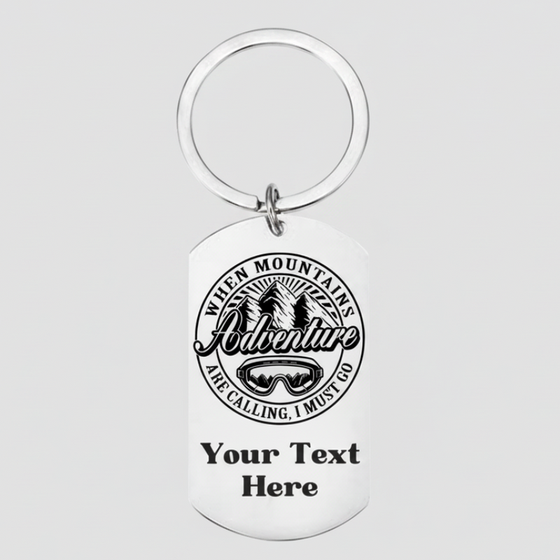 Mountains Are Calling Keyring | Personalised Adventure Gift UK First Glass Designs