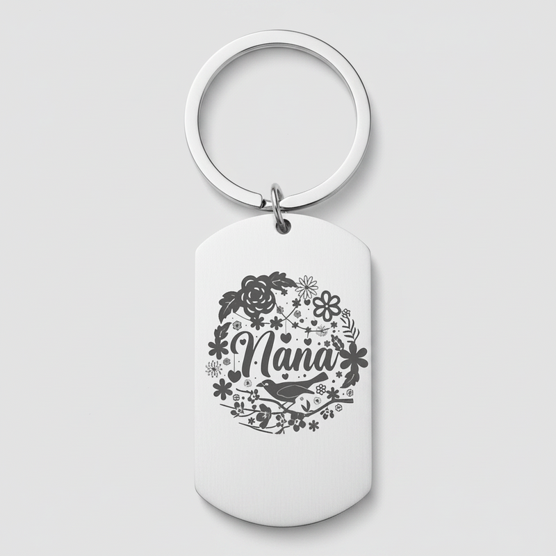 Nana Keyring | Personalised Floral Gift for Grandma First Glass Designs