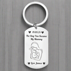 Personalised Engraved New Mum Keyring – "The Date You Became My Mummy" Keepsake Gift with Custom Date