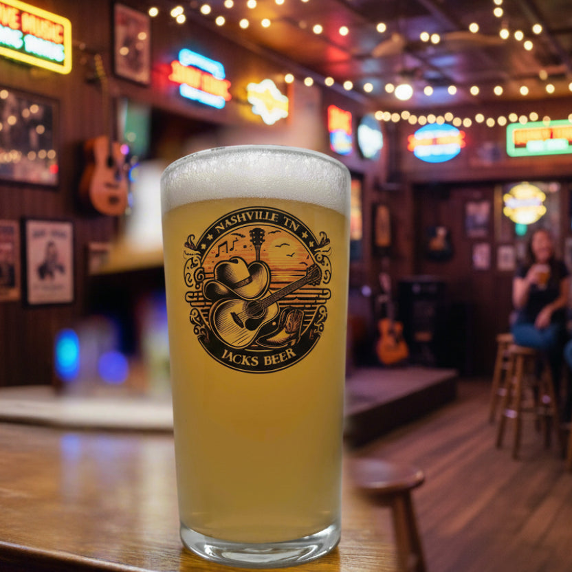 Personalised Country and Western music glass with ink printed design