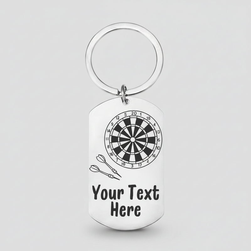 Personalised Darts Keyring | Laser Engraved Gift for Players First Glass Designs