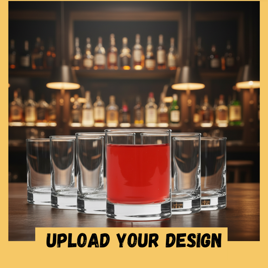 2 x personalised 65ml shot glasses custom printed or engraved, clear glass set