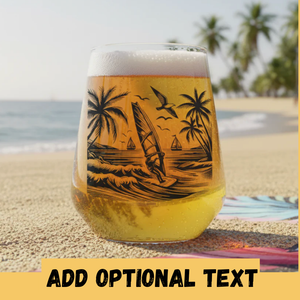 Personalised Windsurfer Glass – Custom Ink Printed Design with Name or Message FirstGlassDesigns