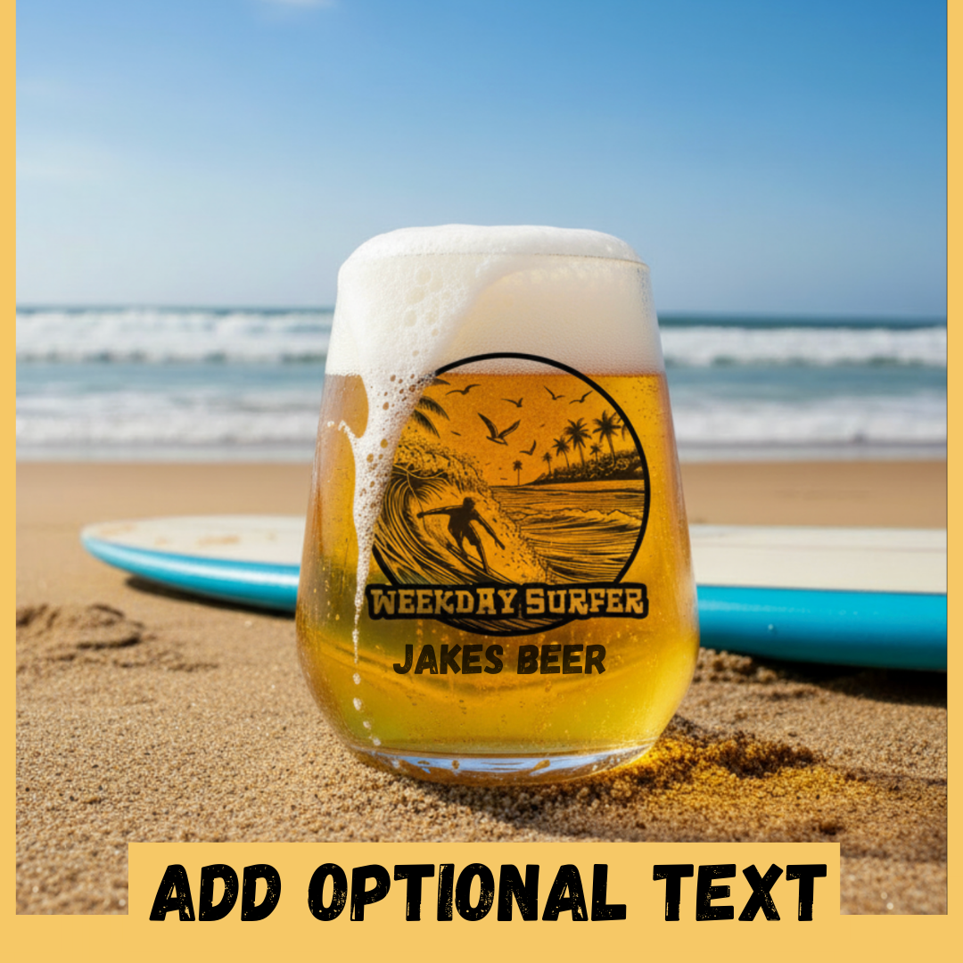 Personalised Surfing Gift-Themed Ink Printed Glass – Custom Name or Message