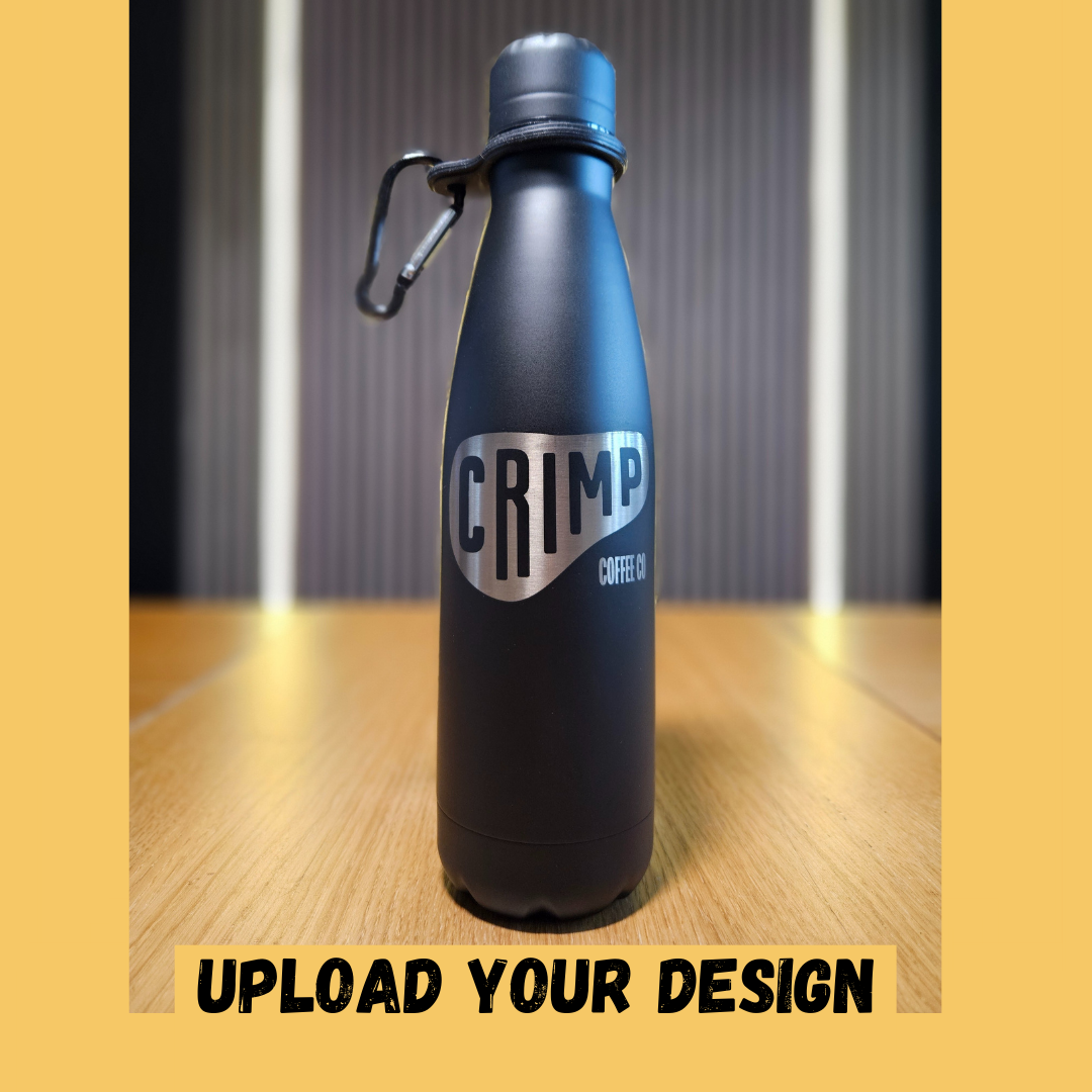 Personalised 500ml Black Stainless Steel Thermal Water Bottle – Laser Engraved Custom Graphic FirstGlassDesigns