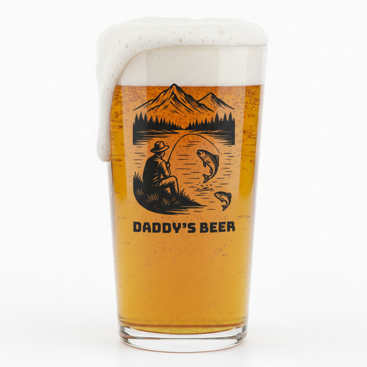 Personalised Fishing Pint Glass | Custom Name Beer Glass Angler Gift First Glass Designs