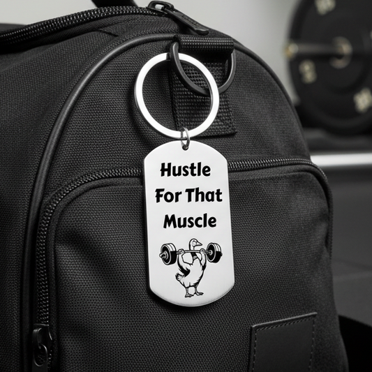 Personalised Gym Keyring — Engraved Stainless Steel Dog Tag Keychain | Custom Text | Funny Gym Gift