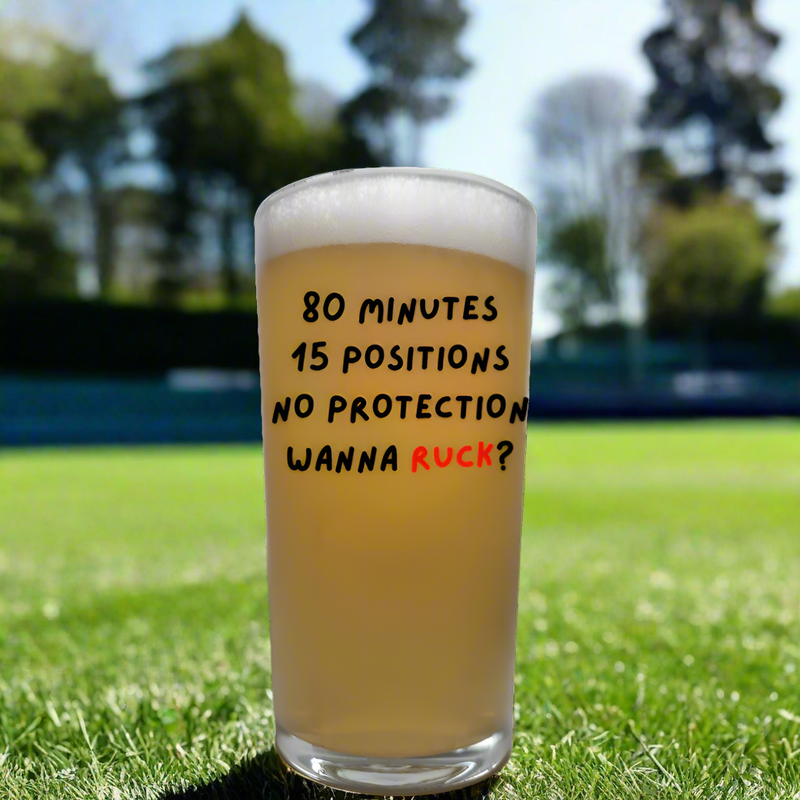 Rugby Pint Beer Glass,Wanna Ruck Rugby Pint Beer Glass, Six Nations Rugby Glass Gift for Rugby Fan