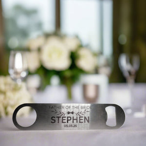 Personalised Bottle Opener, Custom Bar Blade, Bespoke Groomsmen Gifts, Unique Wedding Favours, Best Man Gift, Father of The Bride Gift, Barware FirstGlassDesigns