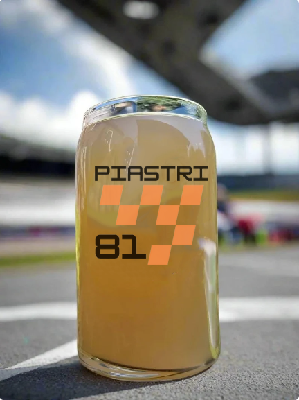 Piastri F1 Racing Beer Glass - Custom Printed Glassware