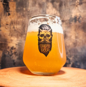 Hipster skull personalised dad beer glass — Allegra ale glass printed gift for dad by First Glass Designs UK