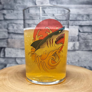 Hop-A-Geddon Shark Dive into Refreshment with Our Tubo Beer Glass!" First Glass Designs