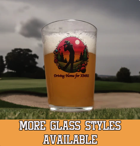 Fairway to Festivity: 'Driving Home for Xmas' Golfing Beer Glass