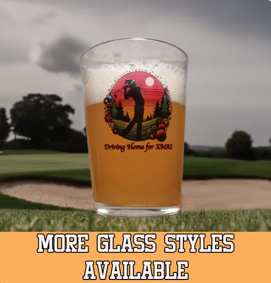 Fairway to Festivity: 'Driving Home for Xmas' Golfing Beer Glass