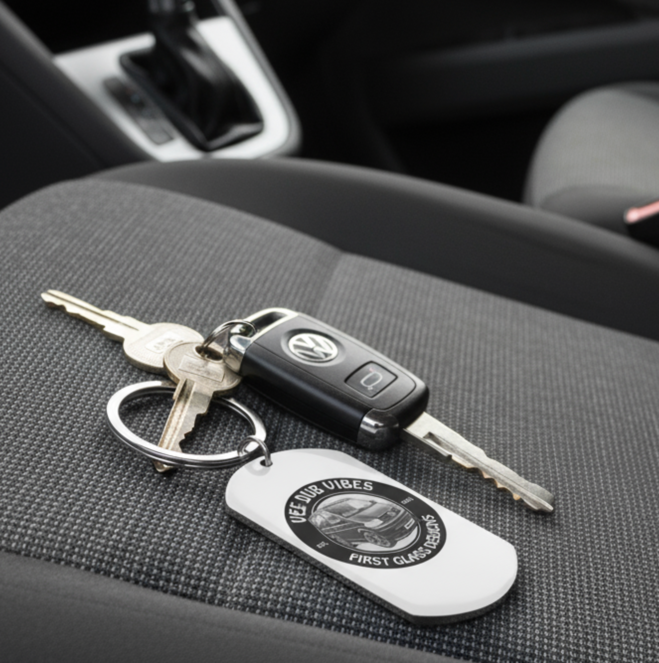 Personalised VW T5 T6 Crafter Camper Keyring – Custom Engraved Text, Date & Registration Plate with Optional Message