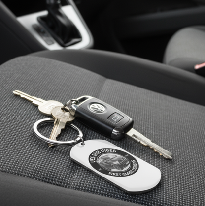 Personalised VW T5 T6 Crafter Camper Keyring – Custom Engraved Text, Date & Registration Plate with Optional Message