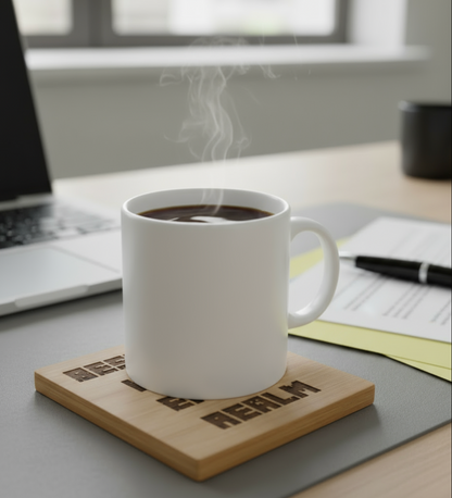 Best Dad in the Entire Realm Bamboo Coaster – Laser Engraved Dad Gift – Funny Father’s Day Gift for Fantasy Fans – Eco-Friendly Drink Coaster for Dad