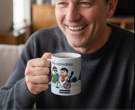 Some Might Sleigh Snowman Mug – Funny Oasis Inspired Christmas Gift Mug – SNOWASIS Design
