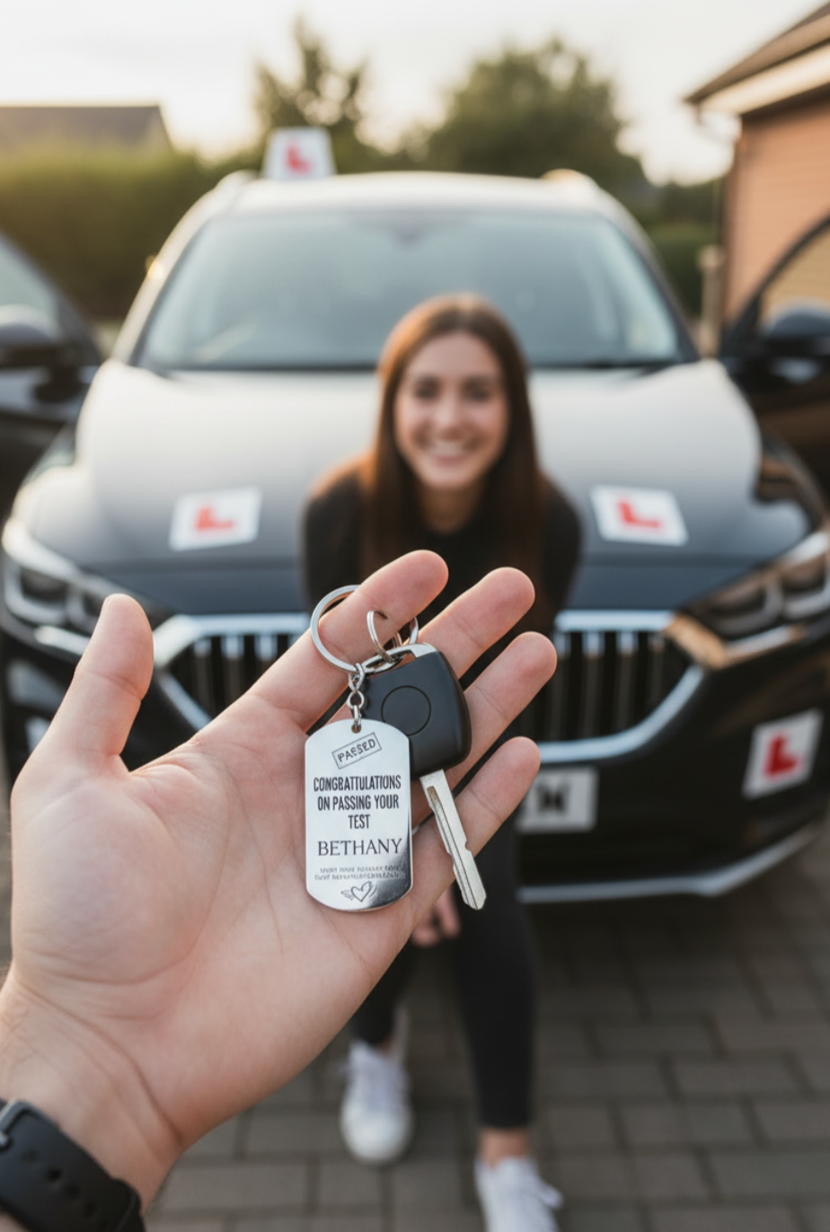 Driving Test Pass Keyring | Personalised Congratulations Gift UK