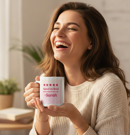 Good in Bed Mug Personalised | Funny Valentine's Gift 5 Star Review UK