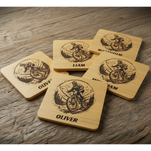 Personalised MTB laser engraved coaster, for drinks, add your own text