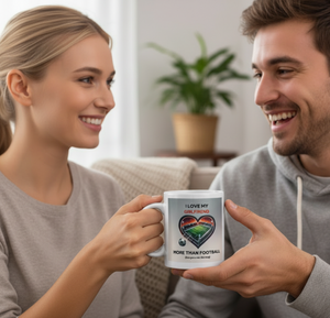 Funny Football Mug for Boyfriend  / Husband - I Love My Girlfriend / Wife Gift | Soccer First Glass Designs