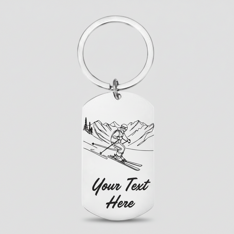 Personalised Skier Keyring Gift | Male or Female Design First Glass Designs