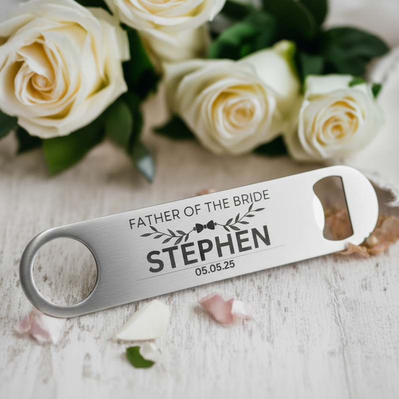 Personalised Bottle Opener, Custom Bar Blade, Bespoke Groomsmen Gifts, Unique Wedding Favours, Best Man Gift, Father of The Bride Gift, Barware FirstGlassDesigns