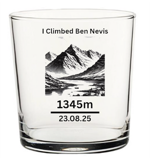Personalised ‘I Climbed Ben Nevis’ Glass – Add Name & Date First Glass Designs