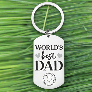 Gift for Dad - Personalised Engraved Football Keyring – "World’s Best Dad" FirstGlassDesigns