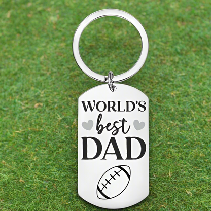 Personalised Engraved Rugby Keyring – "World’s Best Dad"
