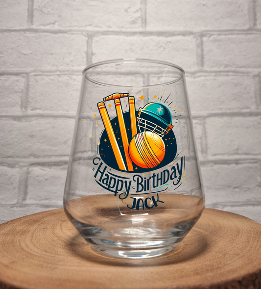 Cricket Gift For Men - Personalised Beer Tumbler Glass, Birthday cricket gift for men Dad Boyfriend