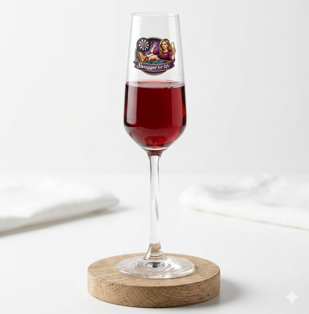 Close up of custom printed design on personalised champagne flute, upload your own design wedding gift