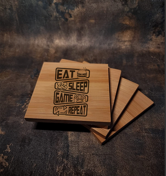Eat Sleep Game Repeat Coasters - Perfect gift for Gamers Bedroom