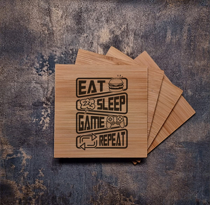 Eat Sleep Game Repeat Coasters - Perfect Gift Idea for Gamer Dad / Son Bedroom