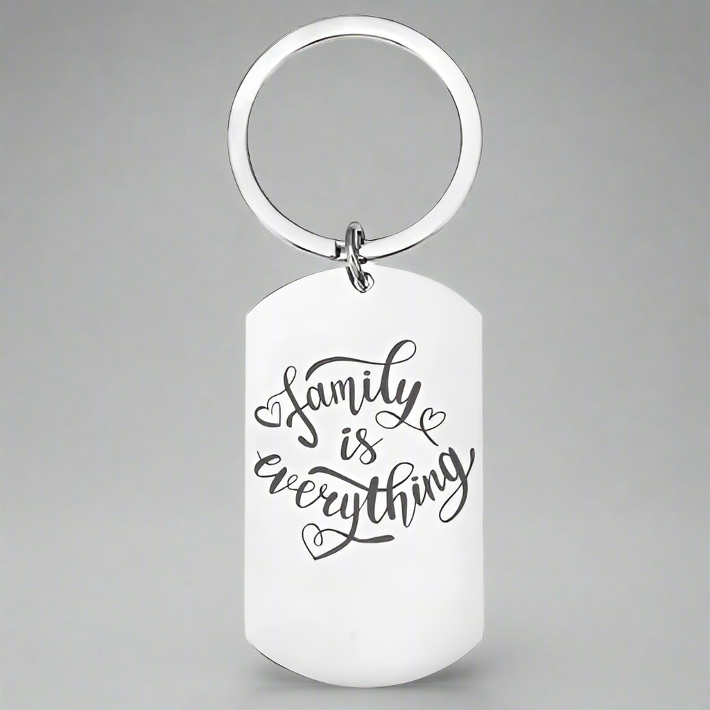 Personalised Engraved Family Keyring – "Family is Everything" Custom Keepsake Gift