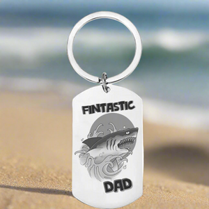 fintastic dad stainless steel laser engraved keyring keychain, small gift for dad, fathers day birthday gift for dad, personalised custom bespoke made 