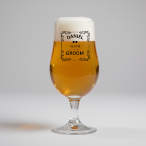 Personalised Beer Glass | Groom, Best Man & Groomsman Wedding Gift First Glass Designs