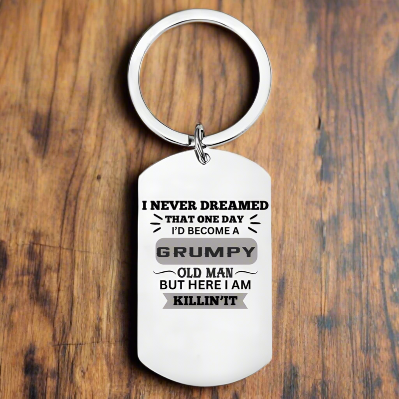Grumpy Old Man Keyring | Funny Gift for Him | Joke Keychain for Dad, Grandad, Husband, Uncle | Sarcastic Birthday Gift | Father’s Day Presentng Design