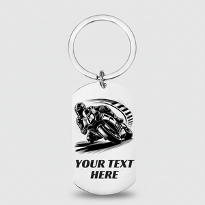 Personalised Motorbike Keyring | Laser Engraved Rider Gift First Glass Designs