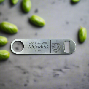 personalised beer hop bottle opener bar blade, craft beer gift, birthday gift for him her 18th 21st 30th 40th 50th kitchen utensils barware