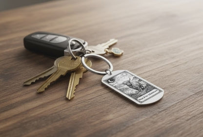 Personalised Highland Cow Keychain - Tarot Mystic Highland Cattle Keyring Custom Text