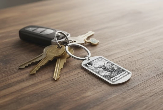 Personalised Highland Cow Keychain - Tarot Mystic Highland Cattle Keyring Custom Text