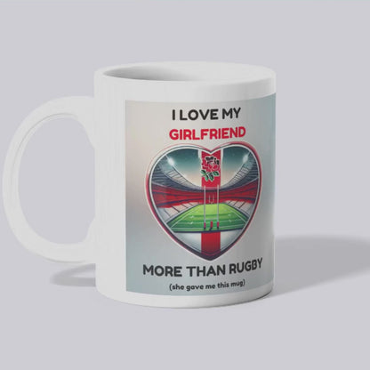 England Rugby Boyfriend Mug - I Love My GF / Wife More Than Rugby Heart Gift