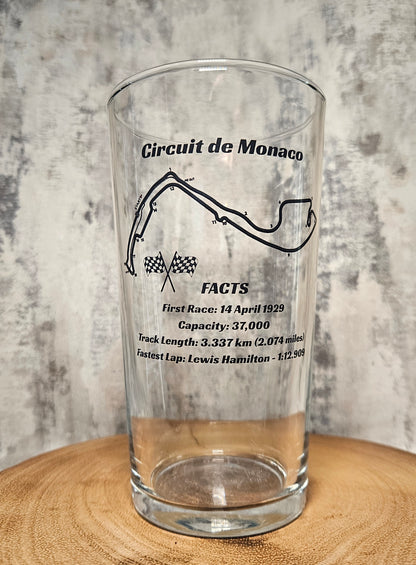 Motorsport gift set featuring custom track map glass and coaster